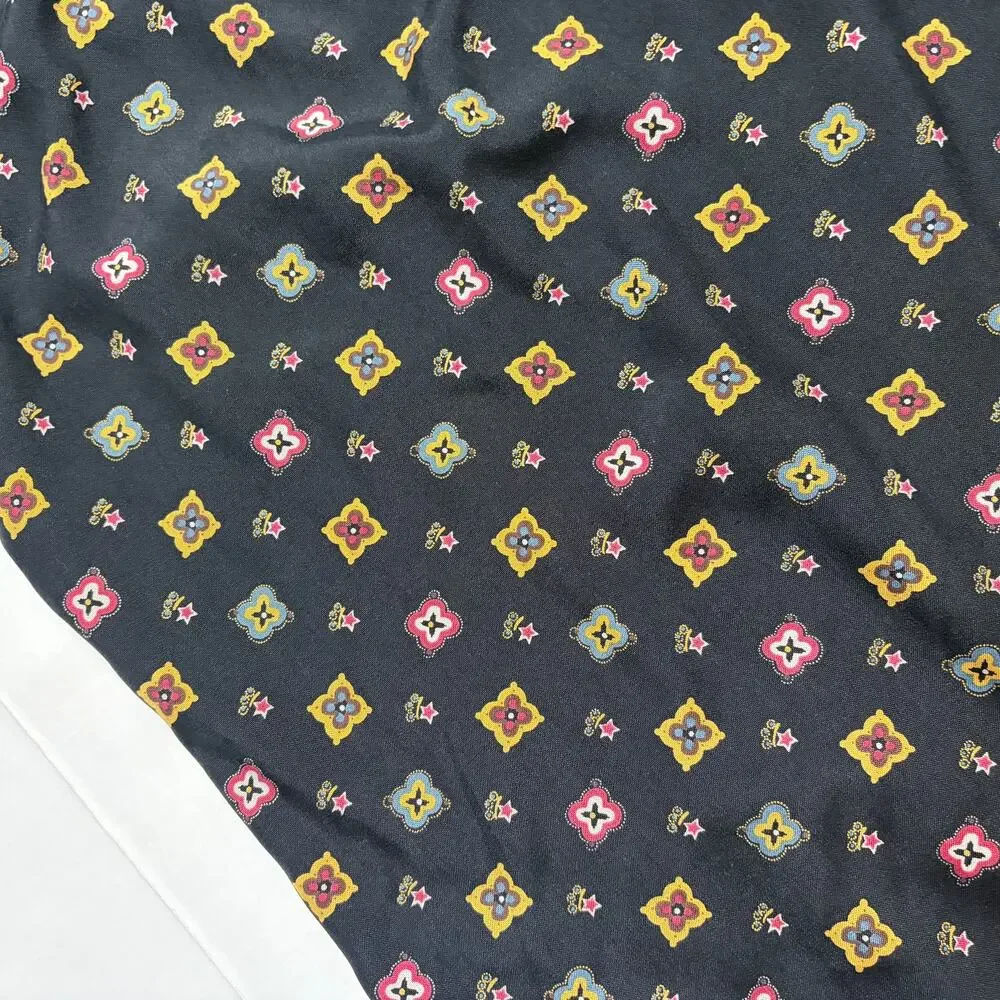 Vintage Evan Picone NWOT 100% Silk Geometric Print Wrap Skirt Black Size 8